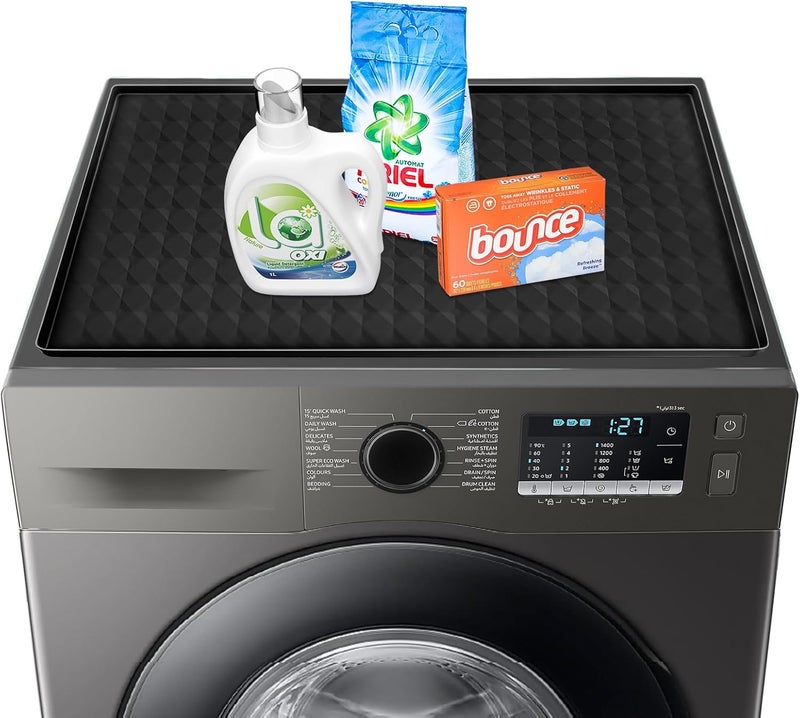 Garolue Washer and Dryer Top Protector Mat,23.6“ x 19.7" Silicone Rubber Mat for Laudry Machine & Dryer,Non Slip Heavy Duty Waterproof Washable Top Cover Pad for Home Kitchen Laundry Room,Black - Image 1